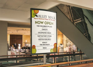 new stores sign for Valley Mall
