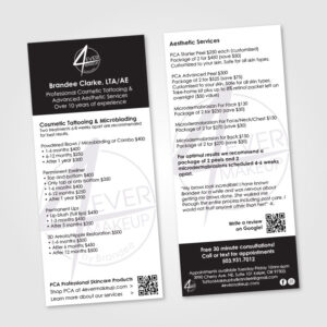 menu flyer for 4Ever Makeup